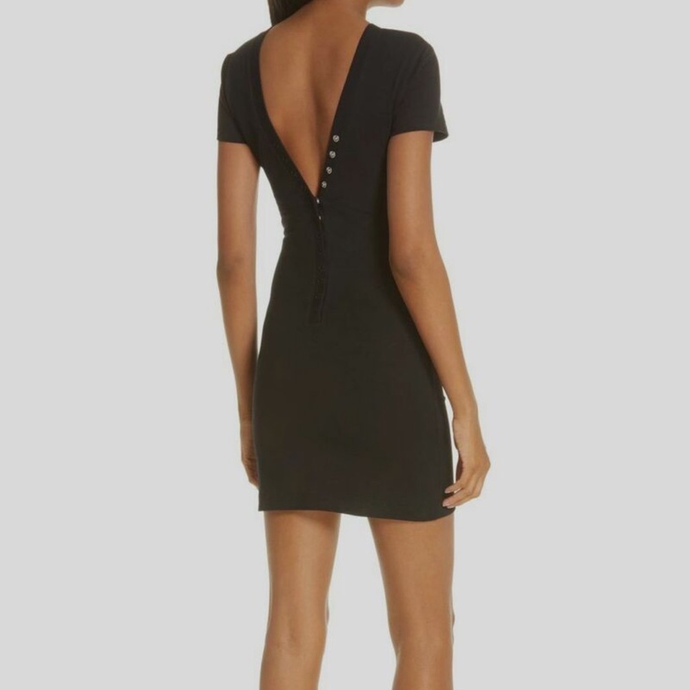AlexanderWang.t Women's Black Snap Back Short Sleeve Body-Con Mini Dress - Picture 1 of 7